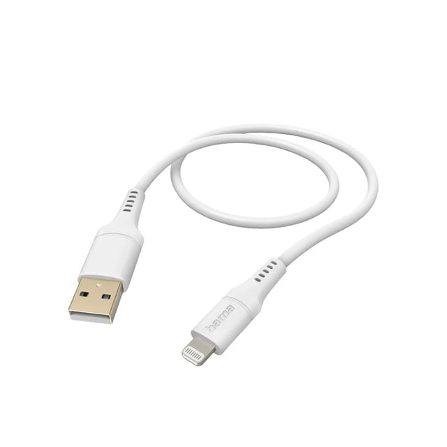 Hama Ladekabel Flexible USB-A Silikon Lightning für iPhone 1,5 m Weiß