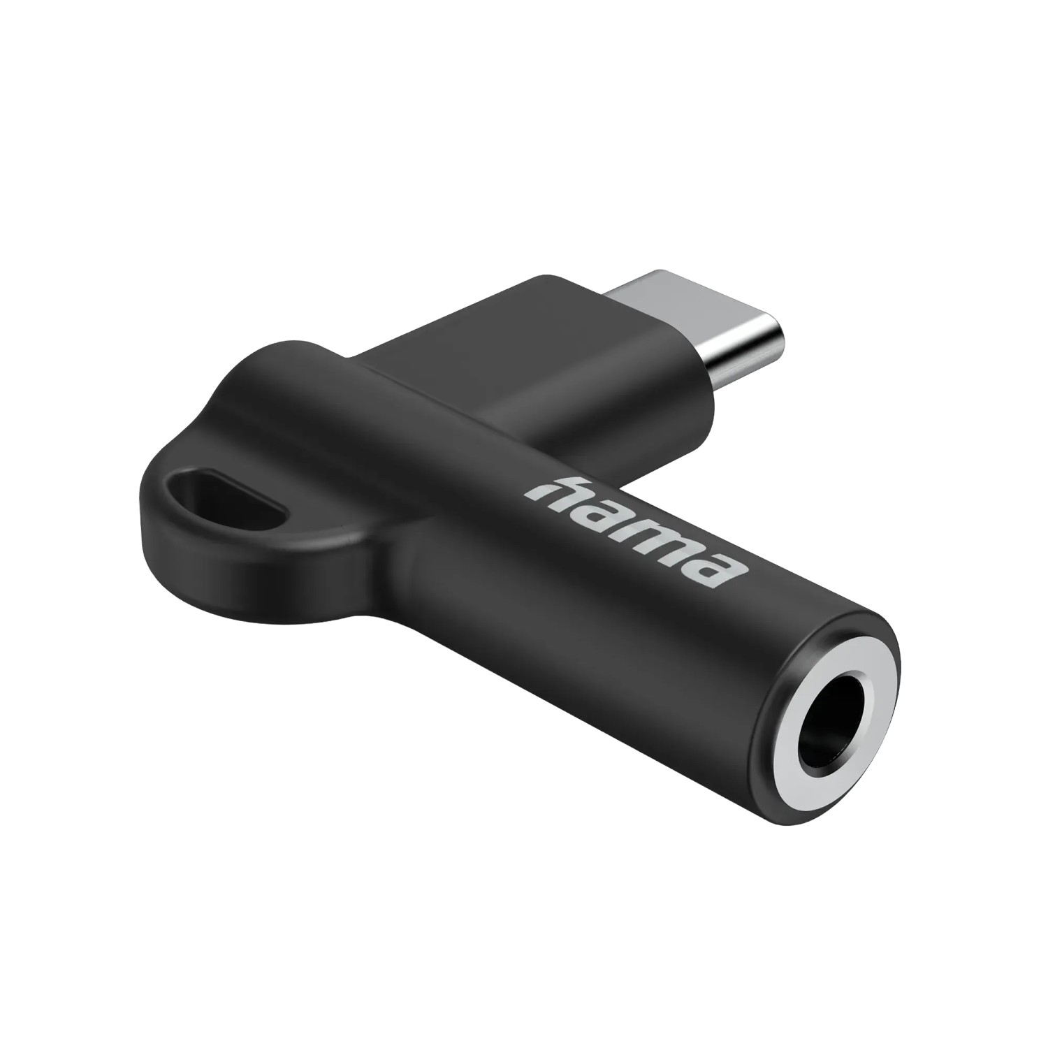 Hama Aux-Adapter USB-C 90° Winkelstecker 3,5 mm Klinke Buchse Schwarz