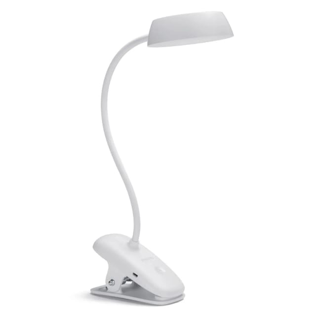 Philips Schreibtischleuchte Donutclip 3 W 4000 K 175,m mit Akkubetrieb Weiß
