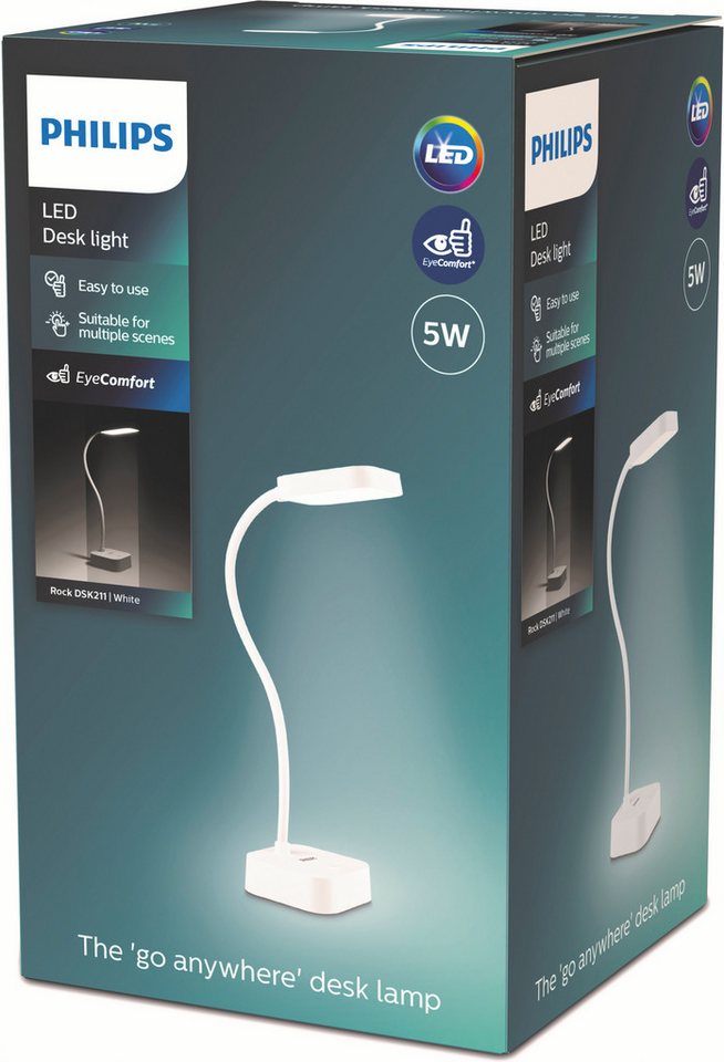 Philips Schreibtischleuchte Rock 5 W 5000 K 90,m mit Akkubetrieb Weiß Bild 4