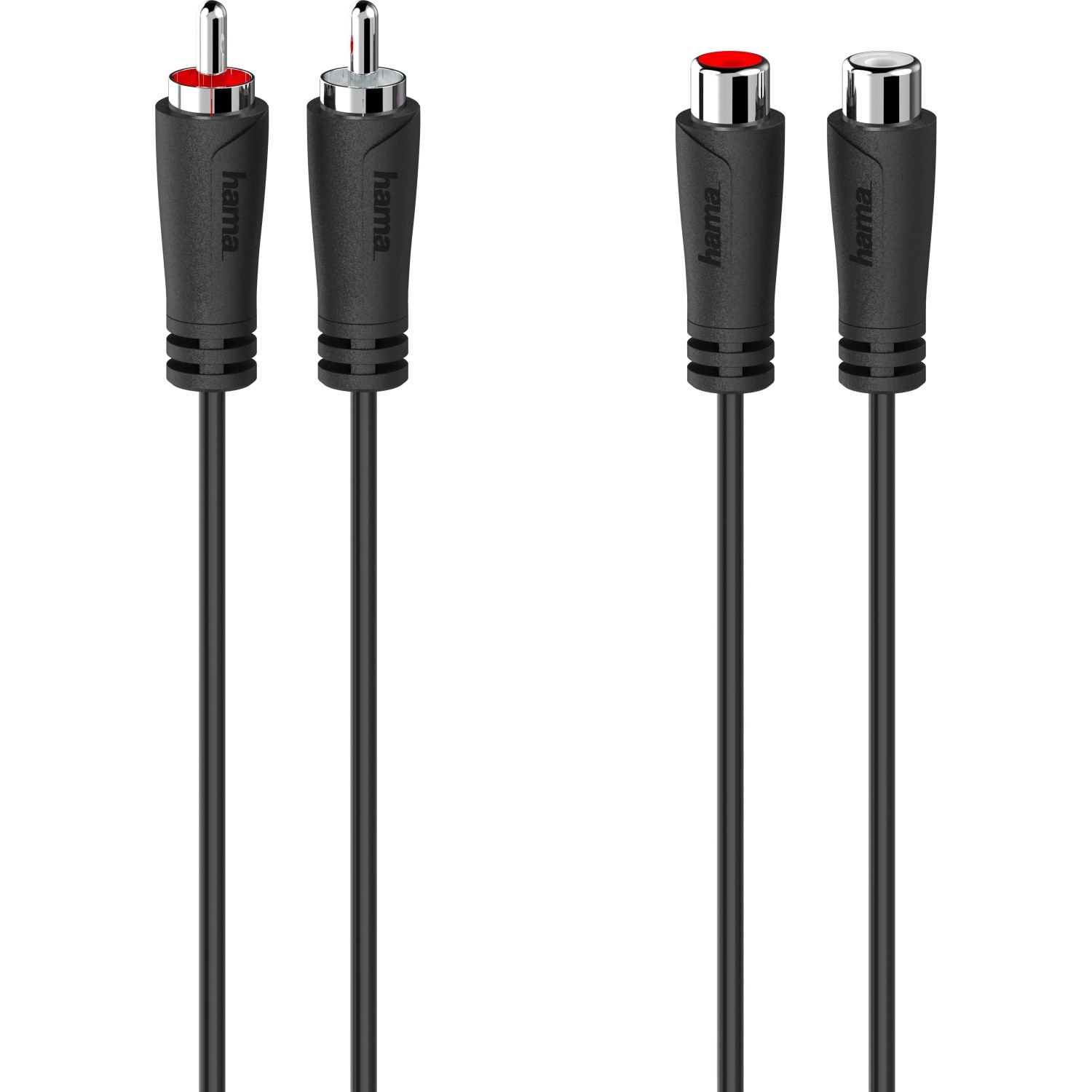 Hama Audio-Verlängerungskabel 2 Cinch-Stecker/2 Cinch-Kupplungen Schwarz 5 m