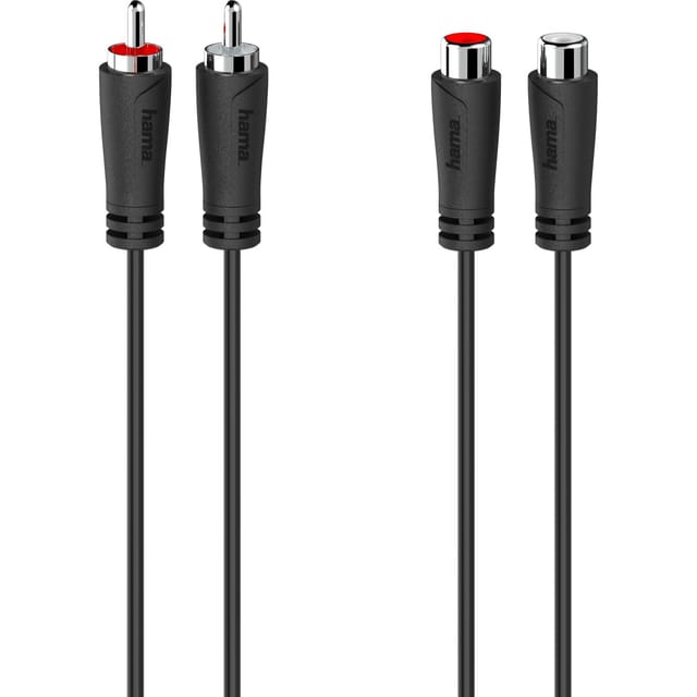 Hama Audio-Verlängerungskabel 2 Cinch-Stecker/2 Cinch-Kupplungen Schwarz 5 m