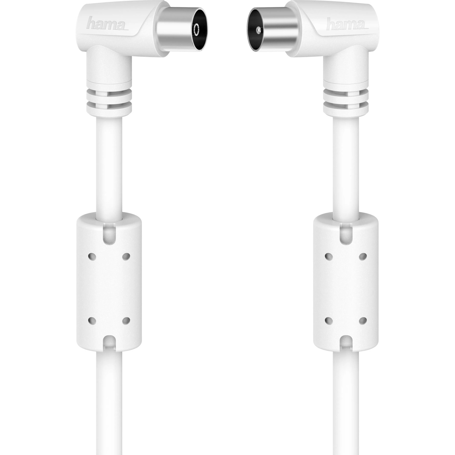 Hama Antennen-Kabel Koax-Stecker/Koax-Kupplung 90° 90 dB Weiß 1,5 m