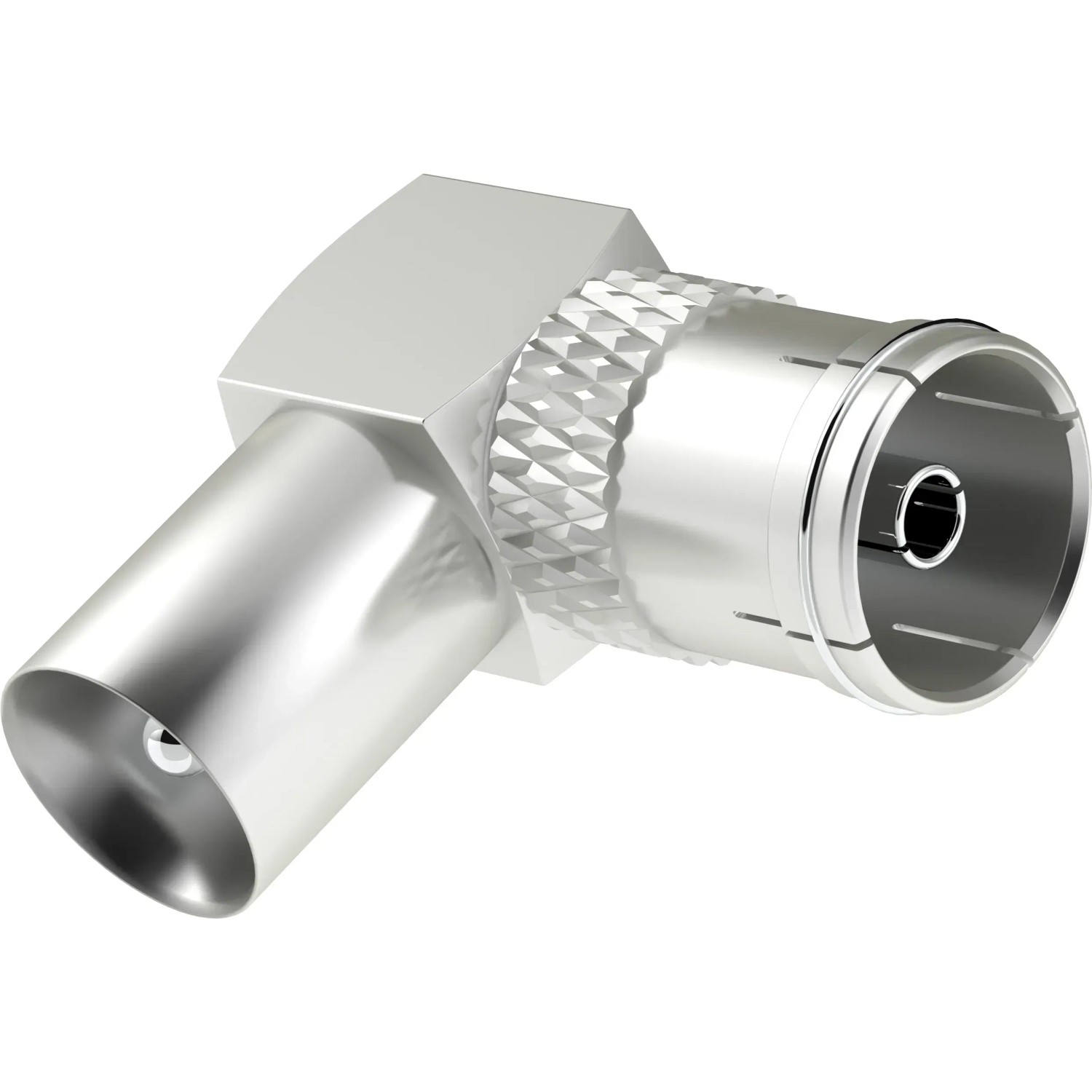 Hama Antennen-Adapter Koax-Stecker/Koax-Kupplung 90° Silber