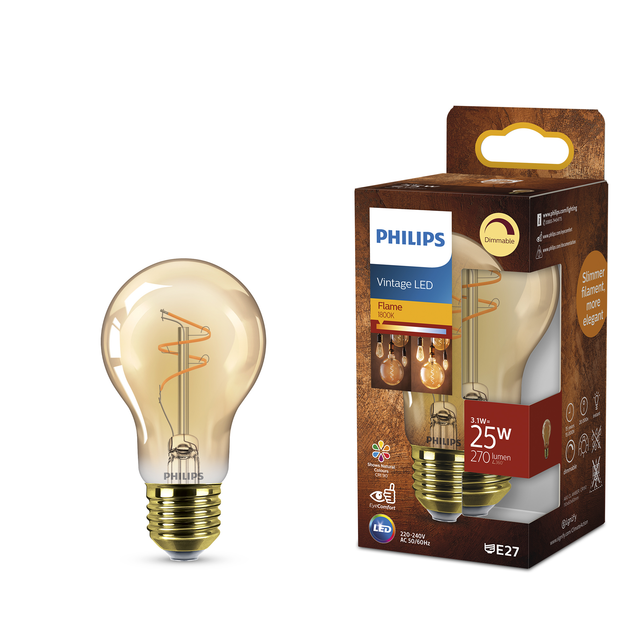 Philips LED-Leuchtmittel 'Vintage LED' dimmbar Standardform gold E27 3,1 W 270 lm warmweiß