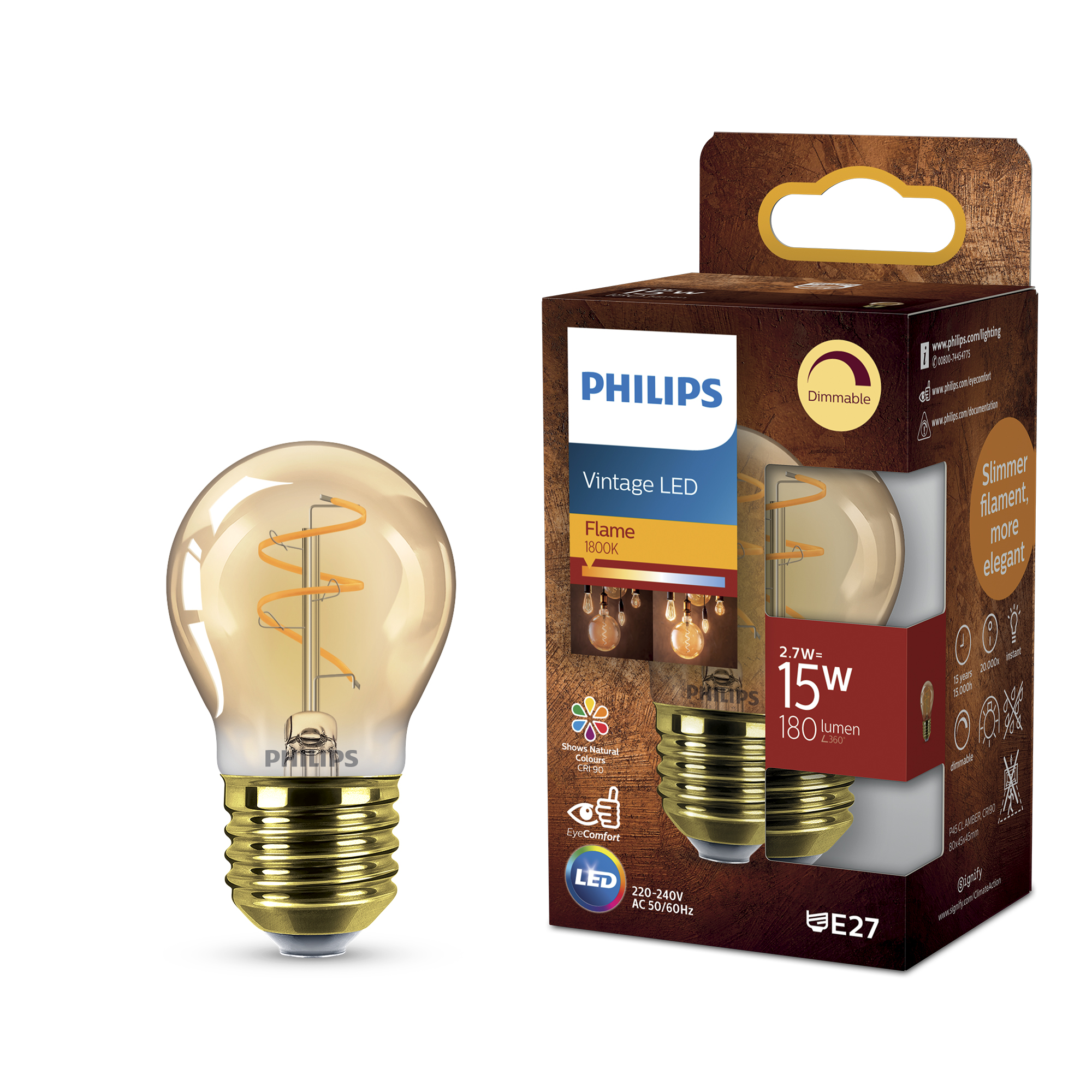 Philips LED-Leuchtmittel 'Vintage LED' dimmbar Tropfen gold E27 2,7 W 180 lm warmweiß