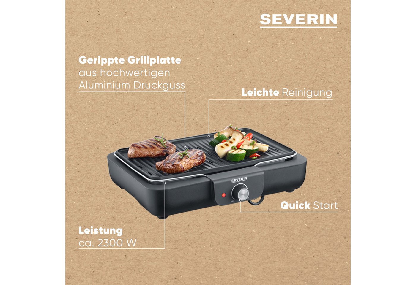 Severin Elektro-Planchagrill 'PG 8556' mit Grillplatte 2300 W Bild 5