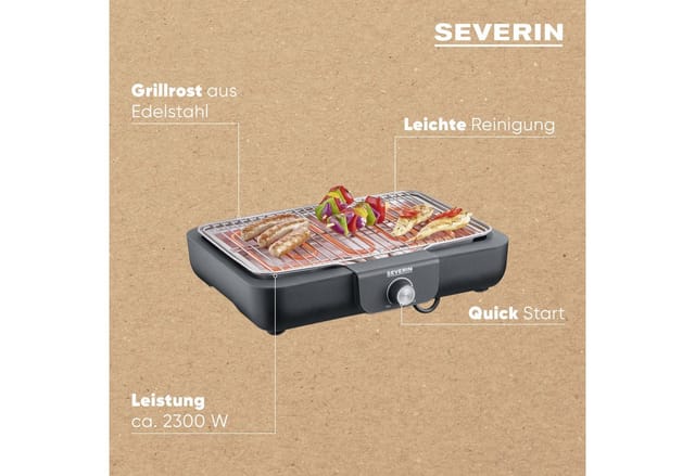 Severin Elektro-Tischgrill 'PG 8554' schwarz 2300 W 35 x 10 x 43 cm