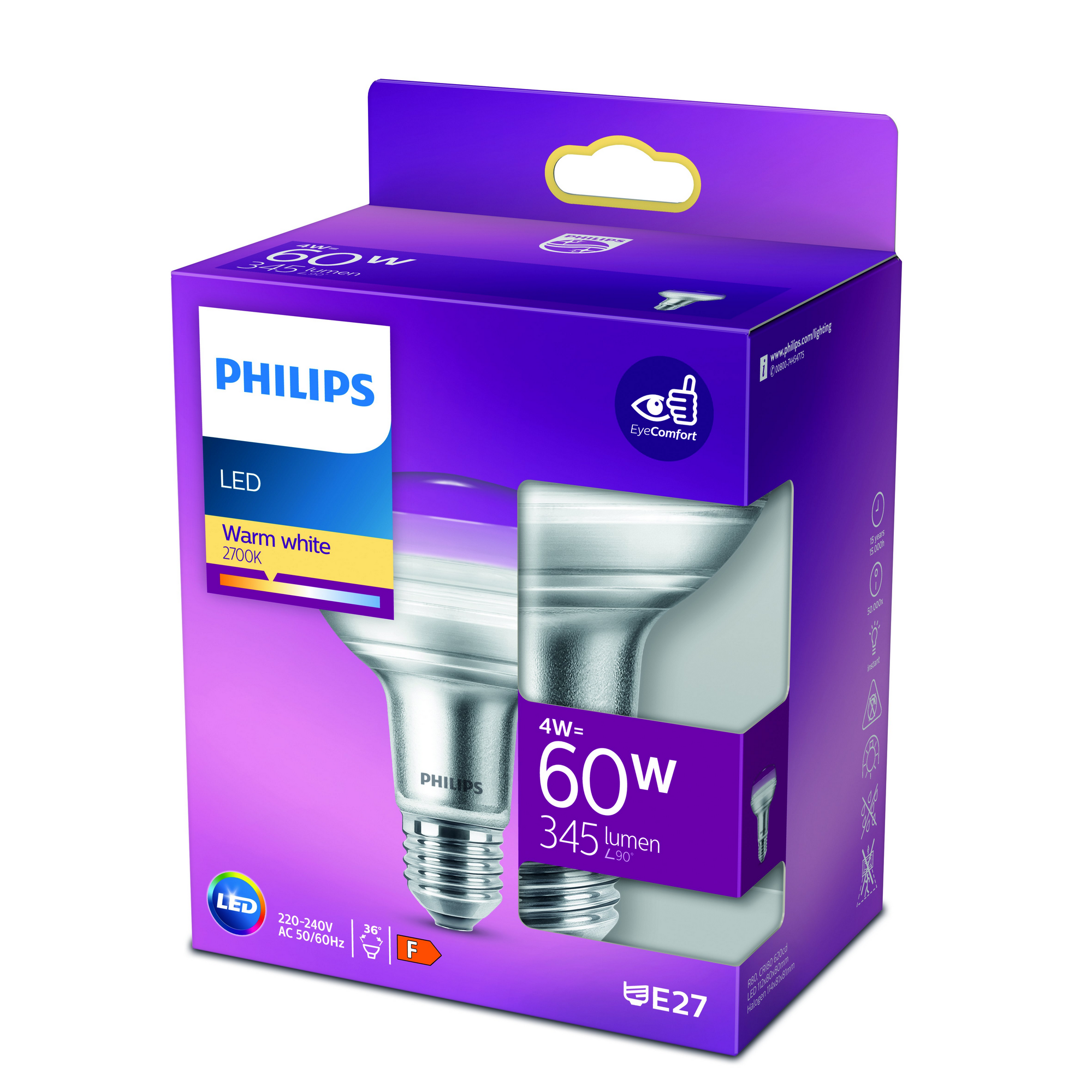Philips LED-Leuchtmittel Reflektor klar E27 4 W 345 lm warmweiß Bild 2