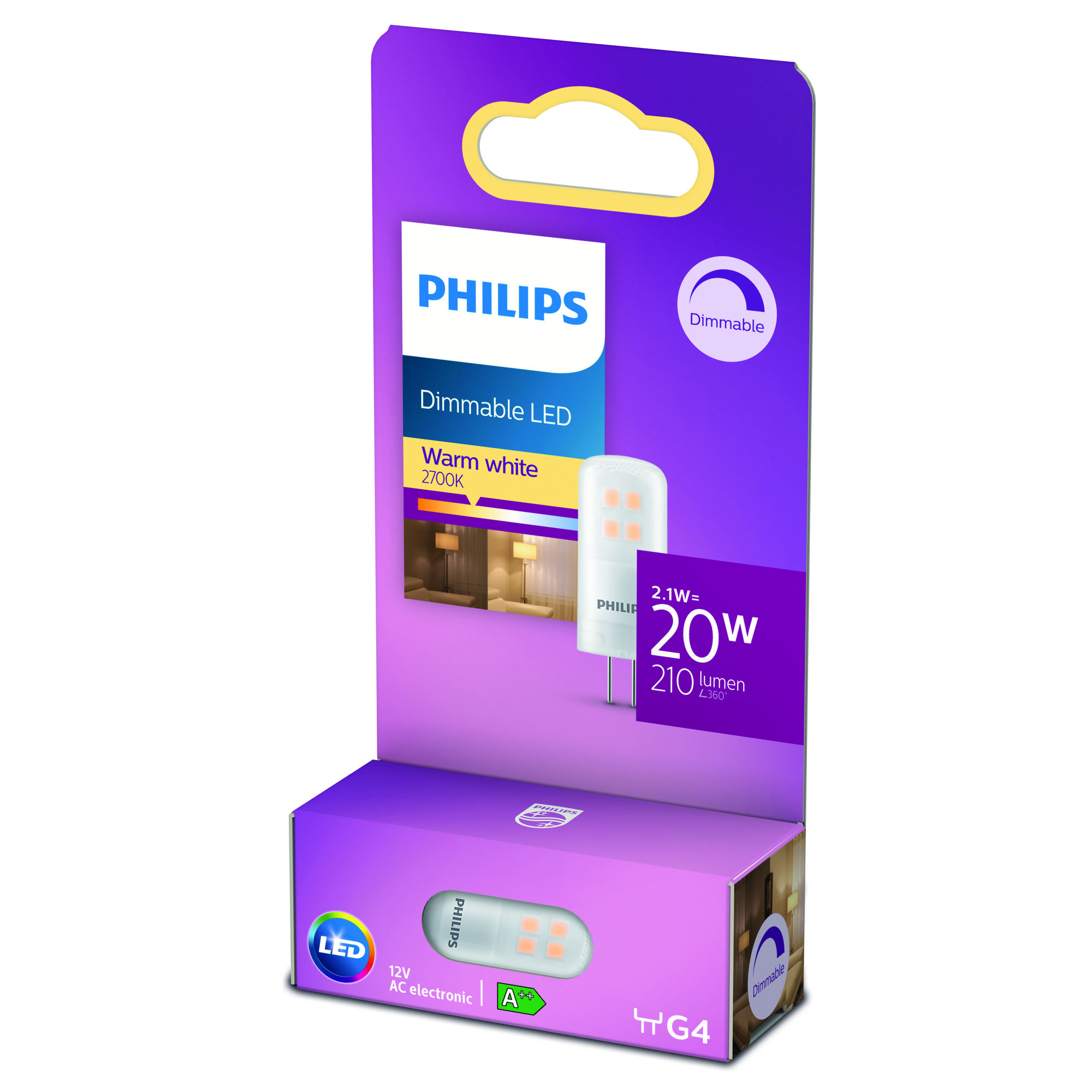 Philips LED-Leuchtmittel dimmbar Brenner matt G4 2,1 W 210 lm warmweiß