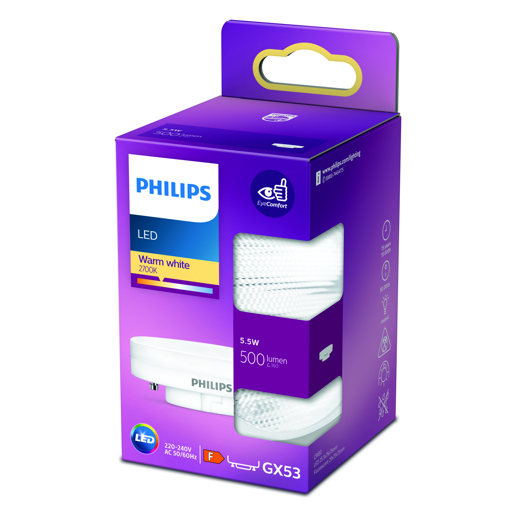 Philips LED-Leuchtmittel matt GX53 5,5 W 500 lm warmweiß Bild 2