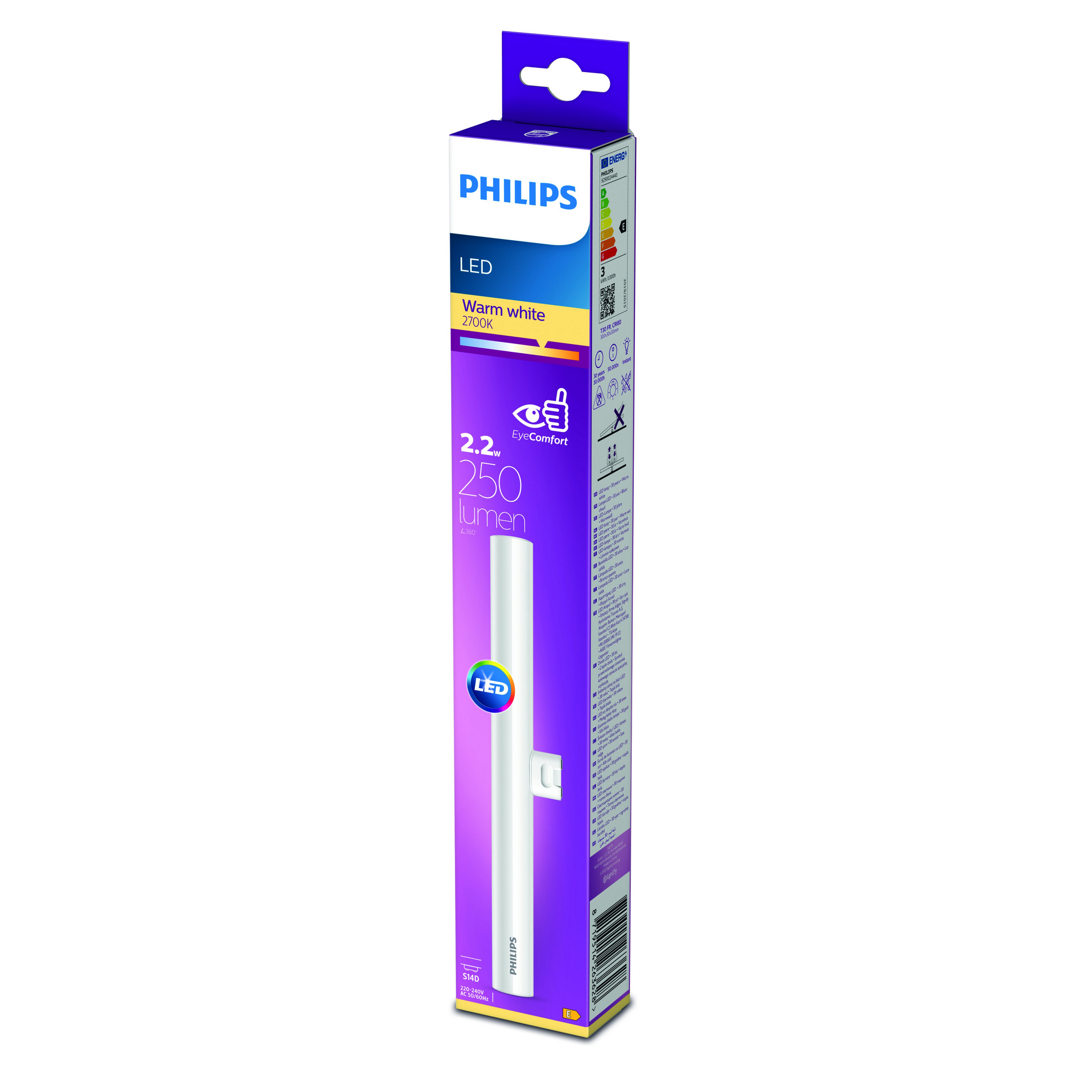 Philips LED-Leuchtröhre Standardform matt S14D 2,2 W 250 lm warmweiß Bild 2