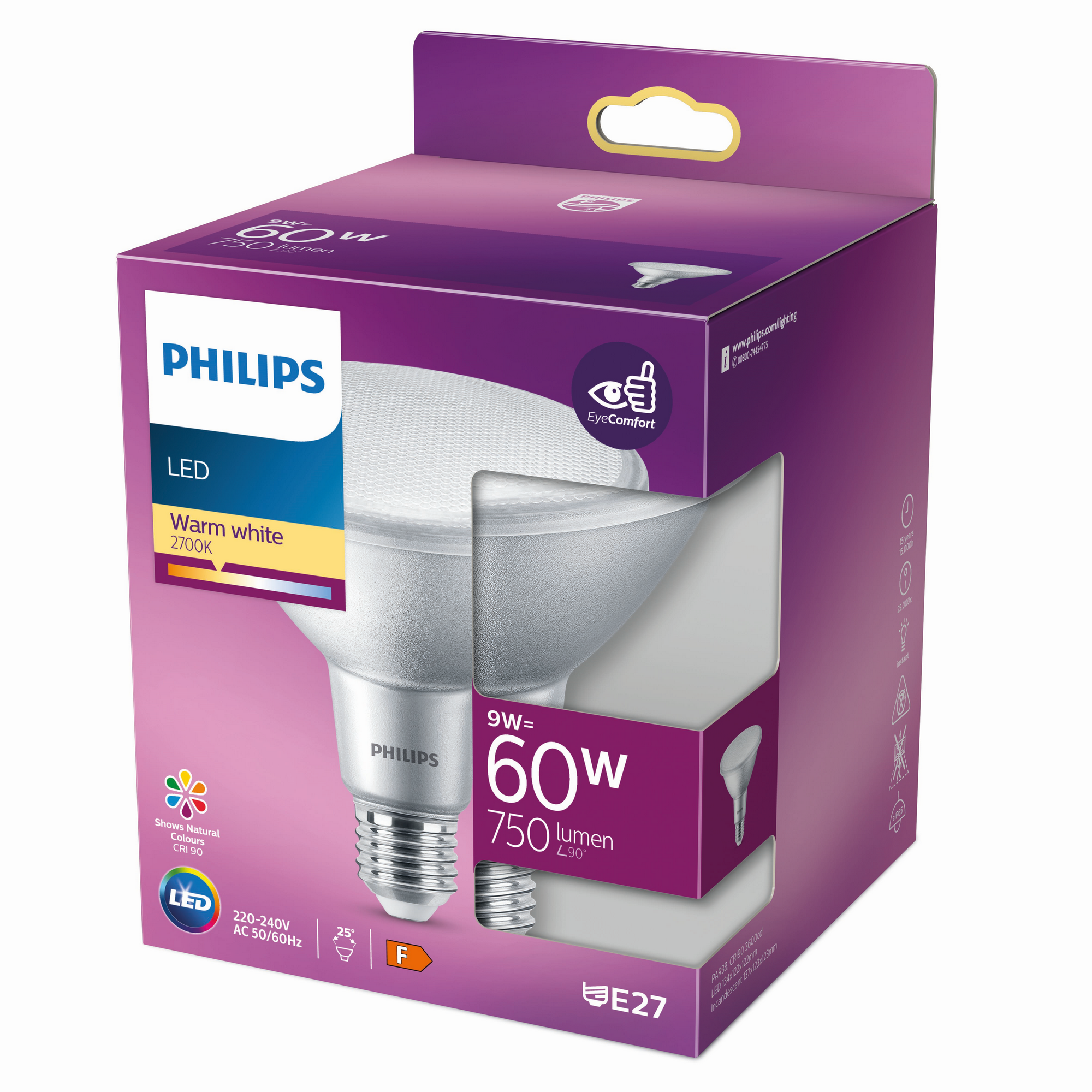 Philips LED-Leuchtmittel 'Classic' Reflektor klar E27 9 W 750 lm warmweiß Bild 2