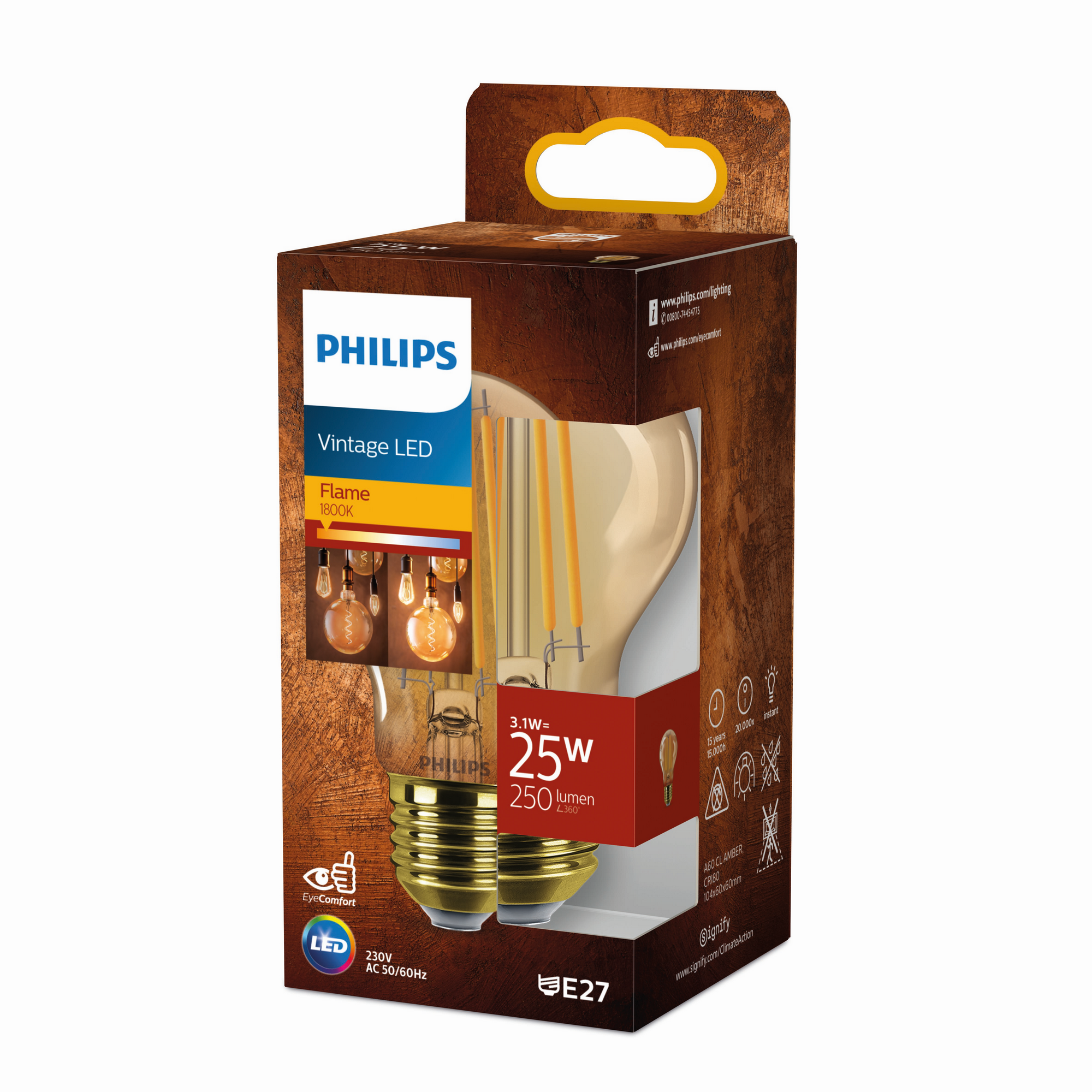 Philips LED-Leuchtmittel 'Classic' Standardform gold E27 3,1 W 250 lm warmweiß Bild 2