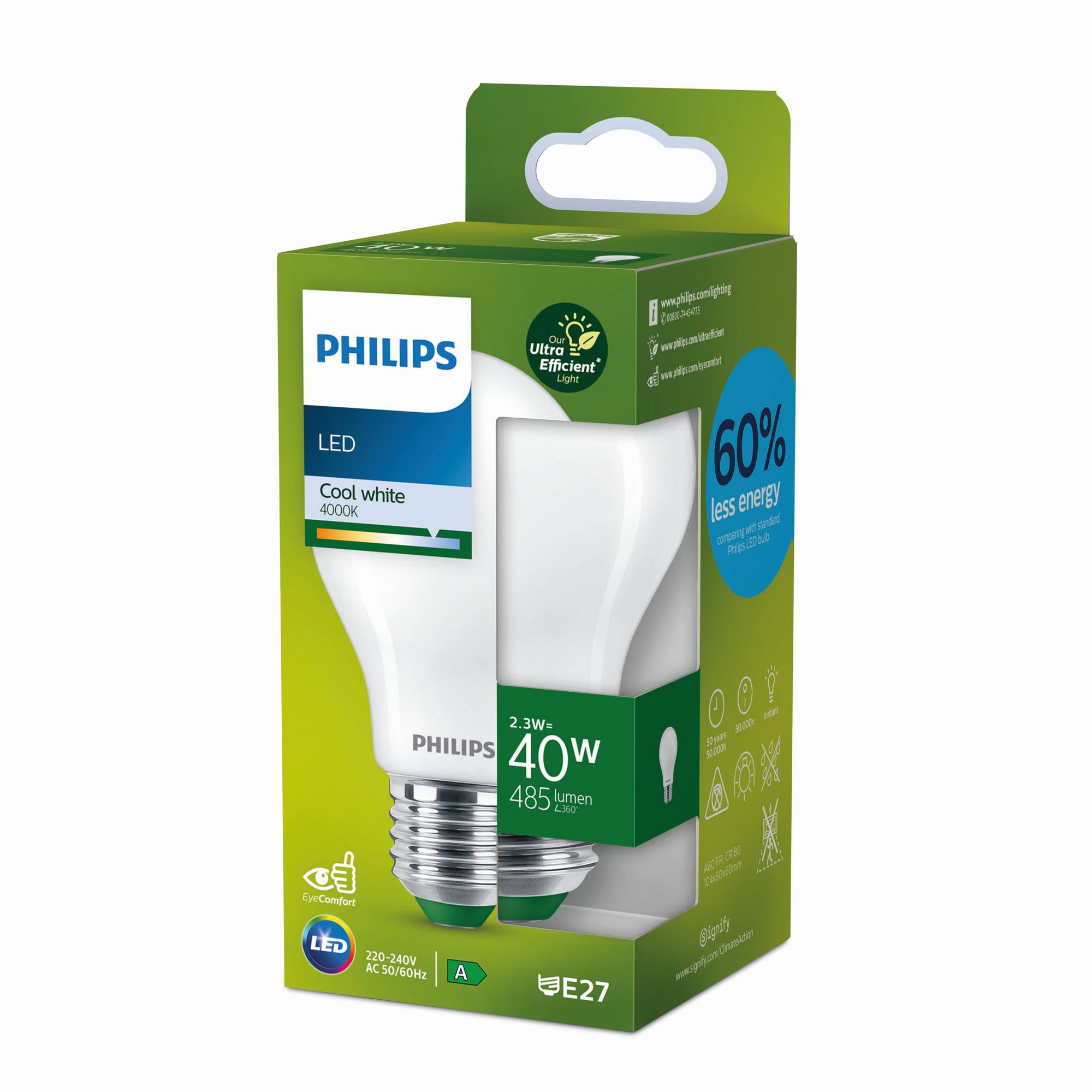 Philips LED-Leuchtmittel 'Classic' Standardform matt E27 2,3 W 485 lm neutralweiß Bild 2