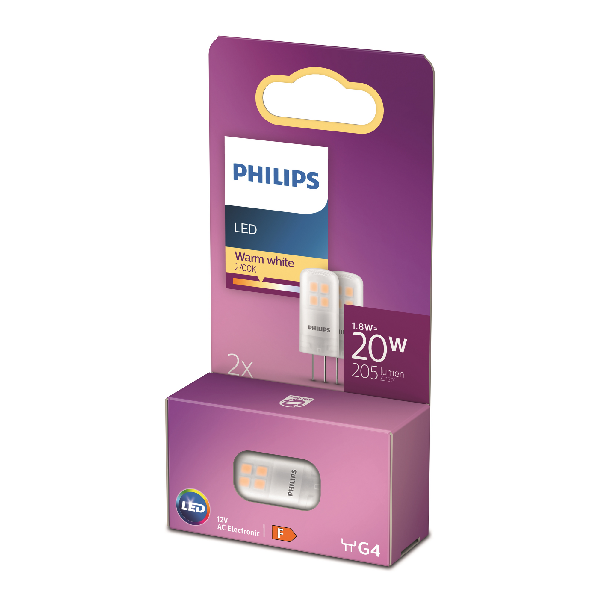 Philips LED-Leuchtmittelset Brenner matt G4 1,8 W 205 lm warmweiß 2 Stück Bild 2