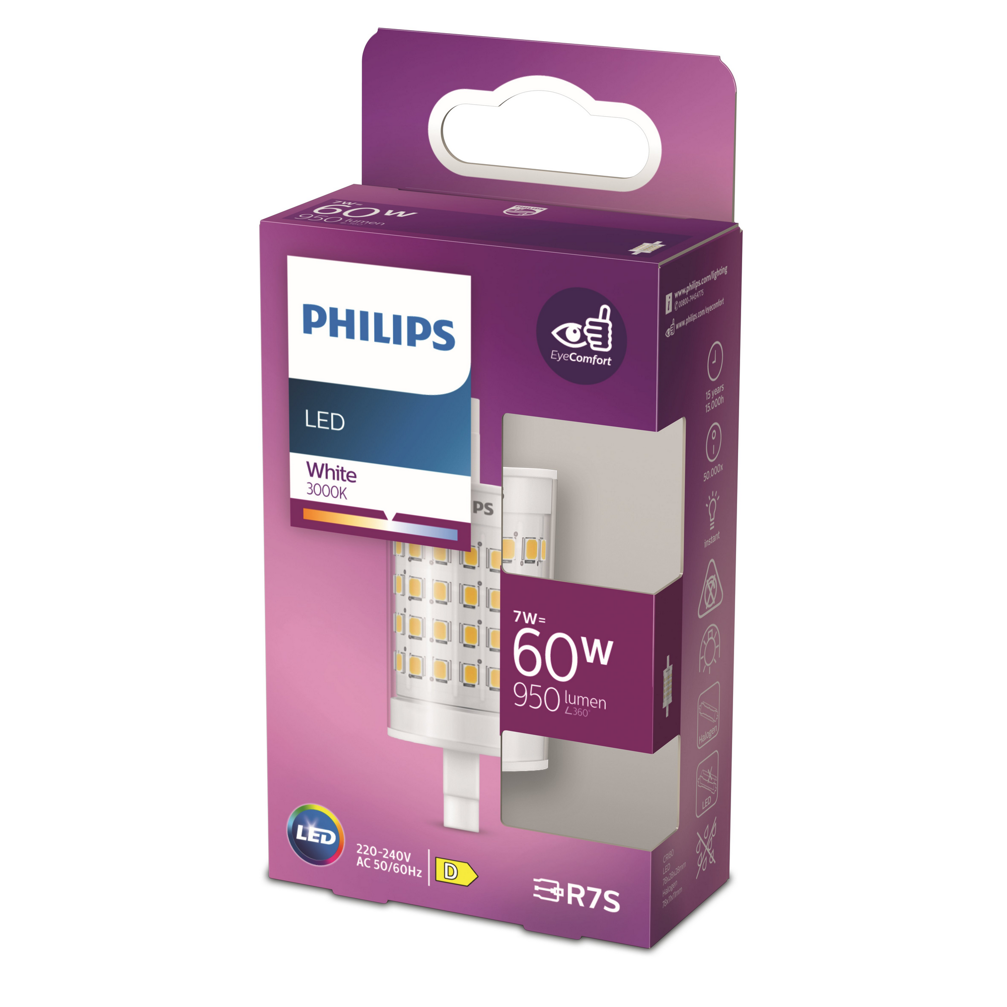 Philips LED-Leuchtmittel Stift matt R7S 60 W 950 lm warmweiß Bild 2