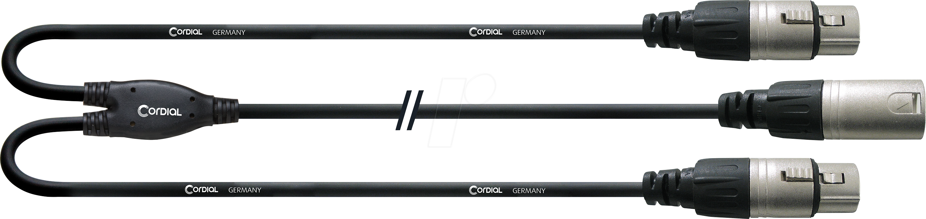 CFY 0,3 MFF - CORDIAL 1x XLR male 3 pol, 2x XLR female 3 pol, 0,30m