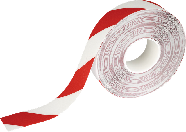 DURABLE 1021132 - Bodenmarkierungsband, rot/weiß, 0,5 mm dick, 50 mm x 30 m
