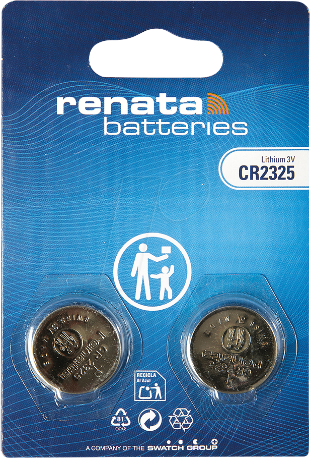 CR 2325 REN X2 - Lithium-Knopfzelle, 3 V, 190 mAh, 23 x 2,5 mm, 2er-Pack