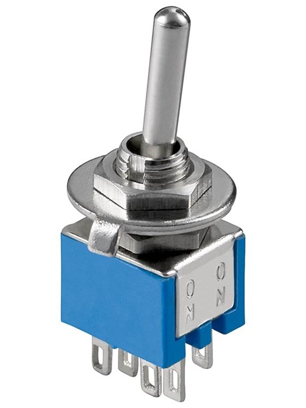 GOOBAY 10015 - Miniatur Kippschalter, EIN - EIN, 2x UM, 6 Pins, blau