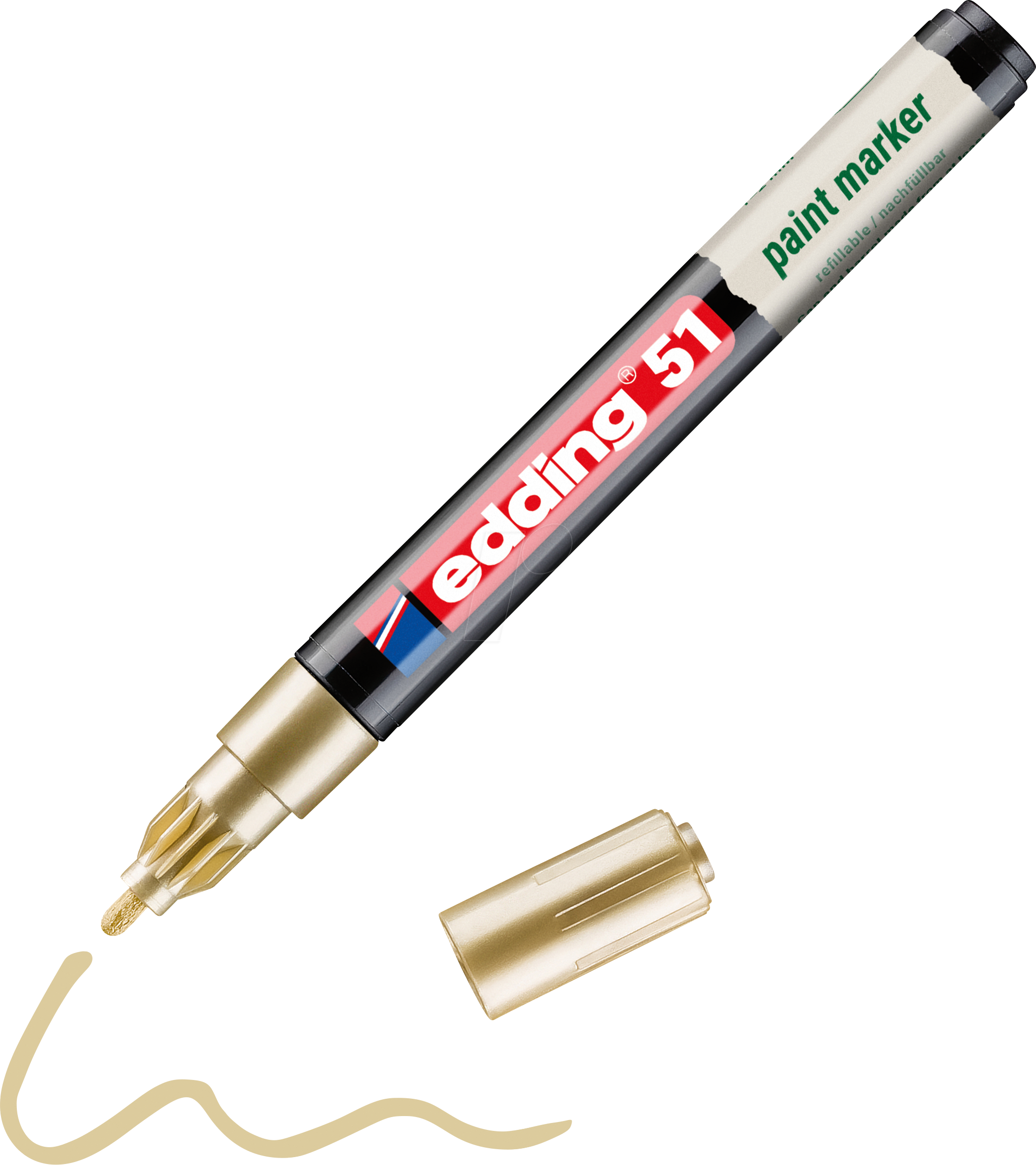 EDDING 51GO - Lack Marker, 1,0 - 2,0 mm, gold