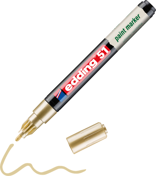 EDDING 51GO - Lack Marker, 1,0 - 2,0 mm, gold