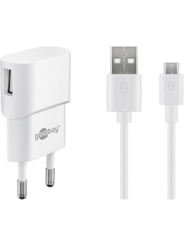 GOOBAY 45297 - USB-Ladegerät, 5 V, 1 A, microUSB, weiß