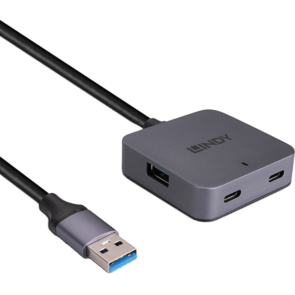 LINDY 43388 - USB 3.0 4-Port Hub, 2x USB-A, 2x USB-C