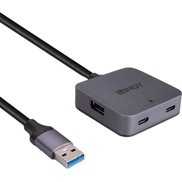 LINDY 43388 - USB 3.0 4-Port Hub, 2x USB-A, 2x USB-C