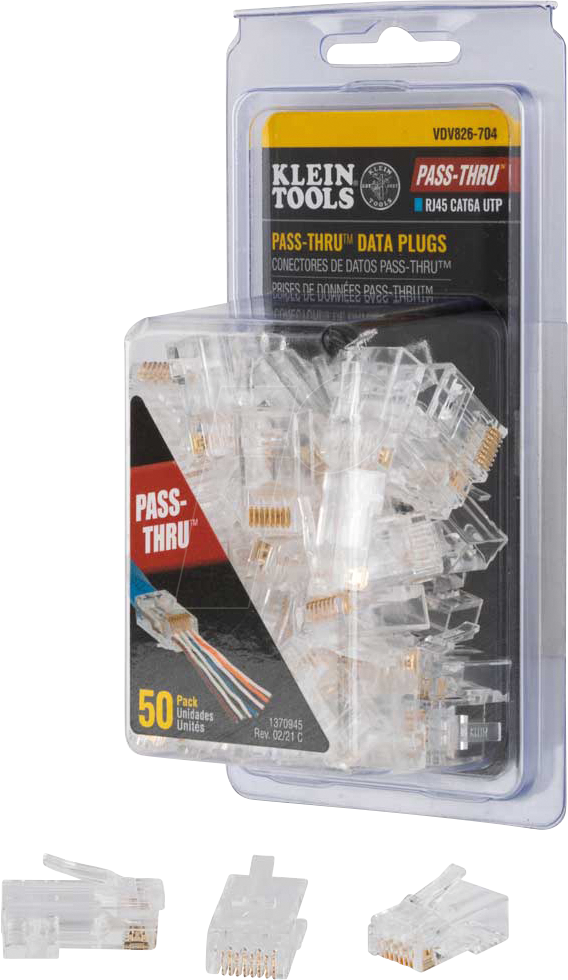 KLT VDV826704 - RJ45 Modular Stecker, Cat.6a, Pass through, 50 Stück