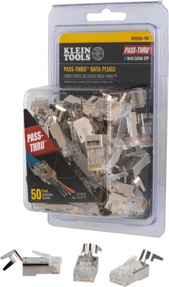 KLT VDV826705 - RJ45 Modular Stecker, Cat.6a, Pass through, 50 Stück