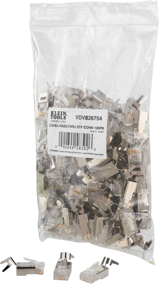 KLT VDV826754 - RJ45 Modular Stecker, Cat.6a, Pass through, 100 Stück