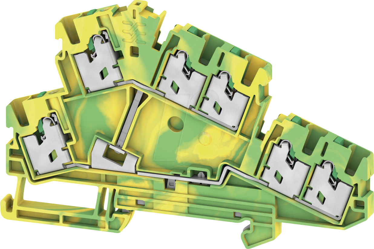 S2T 2.5 6C PE - Mehrstock-Schutzleiterreihenklemme S2T SNAP IN, 2,5 mm², grün-ge