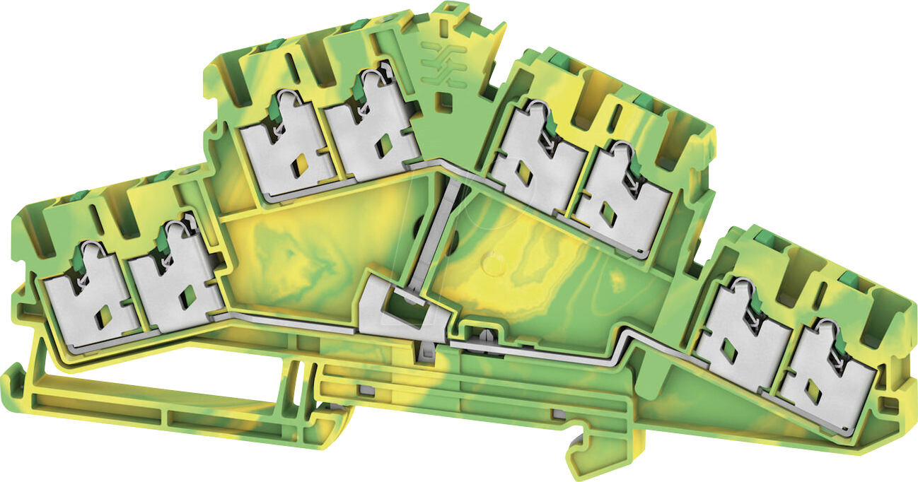 S2T 2.5 8C PE - Mehrstock-Schutzleiterreihenklemme S2T SNAP IN, 2,5 mm², grün-ge