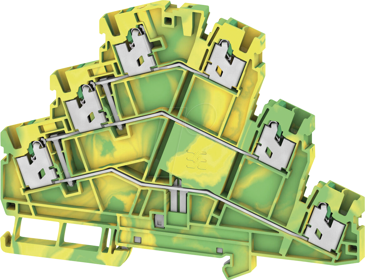 S3T 2.5 PE - Mehrstock-Schutzleiterreihenklemme S3T SNAP IN, 2,5 mm², grün-ge