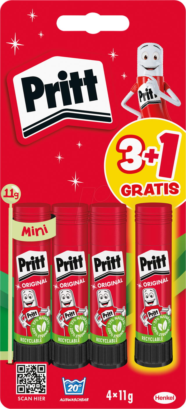 PRITT 9HPGS6B - Klebestift, das Original, 4x 11g