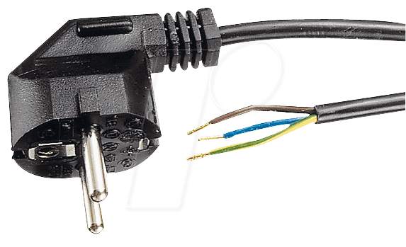 NKS 500 SW - Netzkabel, Schutzkontaktstecker, 5 m, schw, offenes Ende