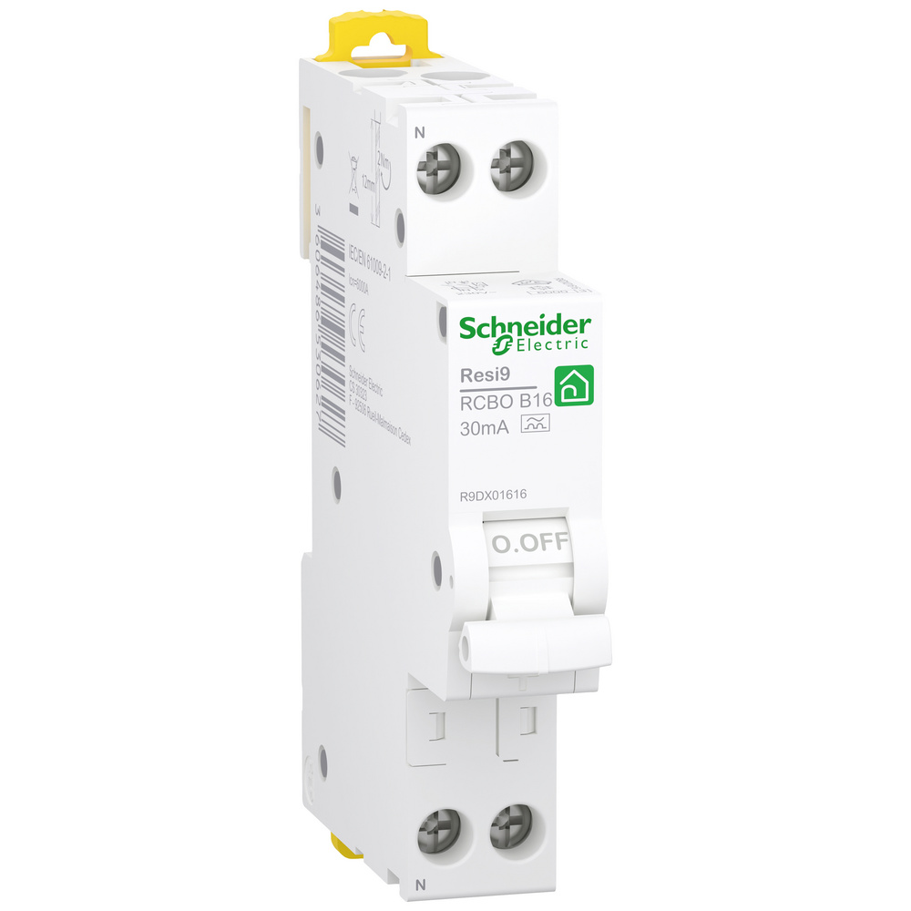 R9DX01616 - FI/LS-Schalter Resi9 1P+N, 1TE (18mm), 16A, B-Cha., 30mA, Typ A