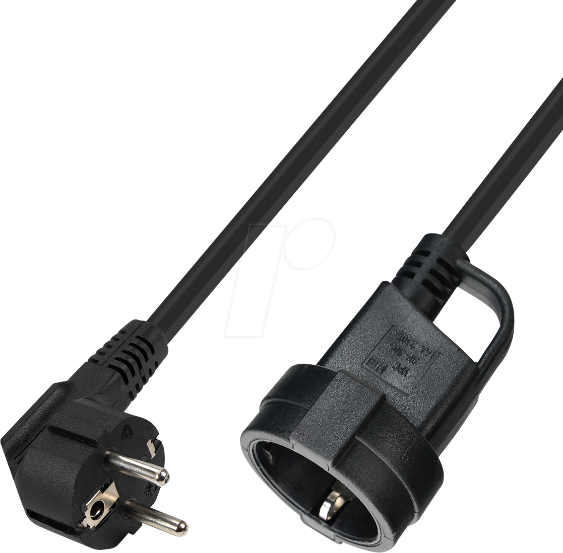 TTL 7101-2,0M - Verlängerungskabel CEE 7/7 - CEE 7/3 H05-W-F3G 3x1,50mm² schwar