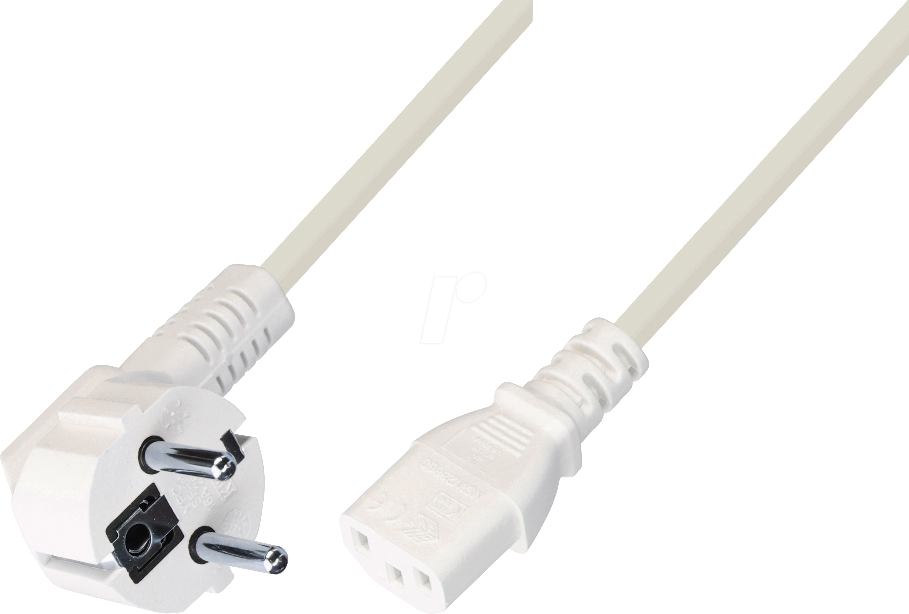 TTL 7102W-0,6M - Netzkabel CEE 7/7 - C13 H05VV-F 3x0,75mm² weiß