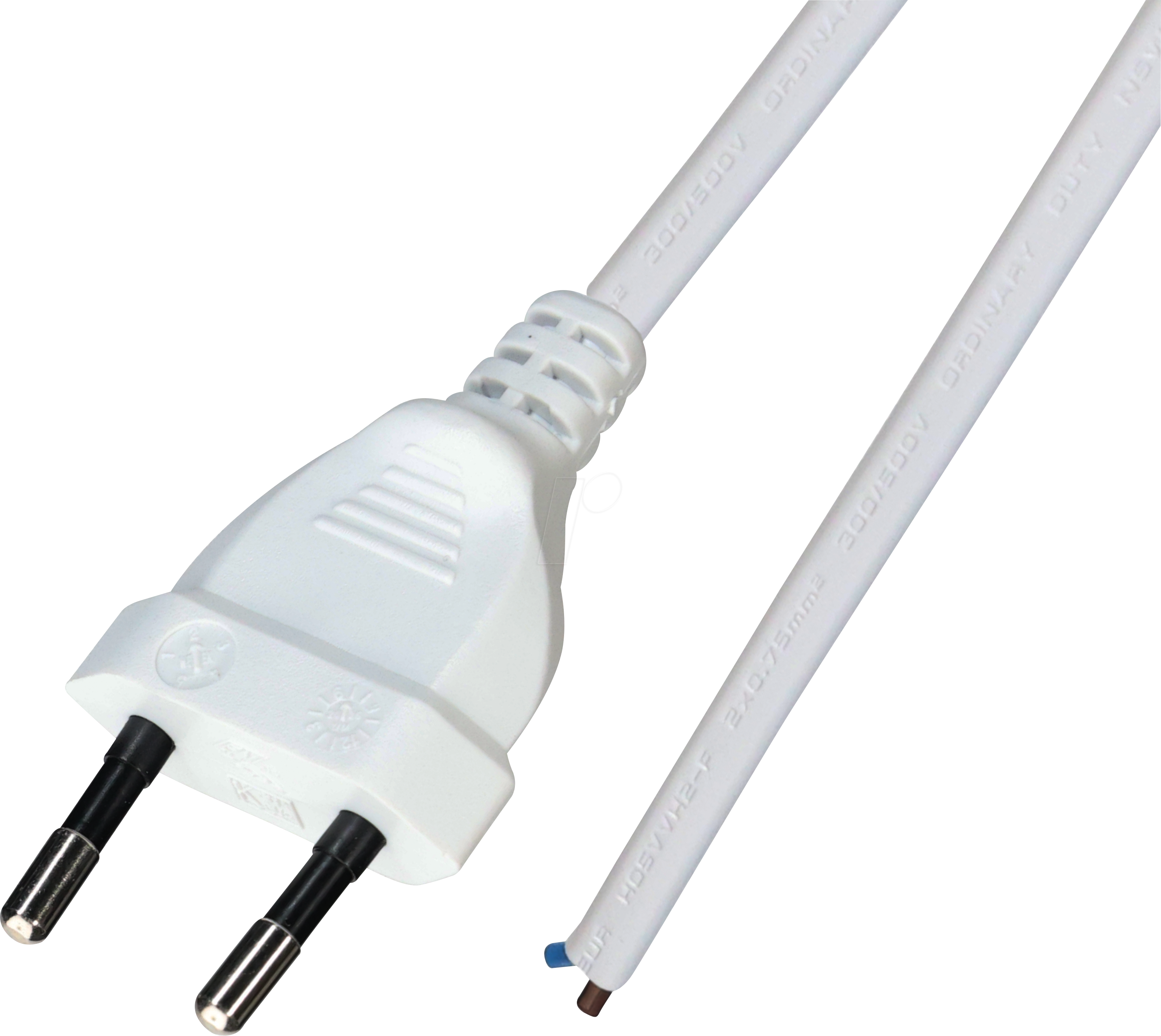 TTL 7122W-3,0M - Netzkabel CEE 7/16 - Open End H05VV-H2F 2x0,75mm² weiß