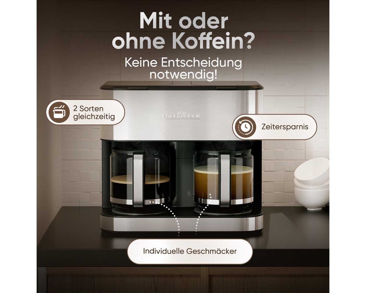 PROFI COOK Doppelkaffeemaschine PC-KAD, 1308, 3,6 L, 2000 W, edelstahl Bild 5