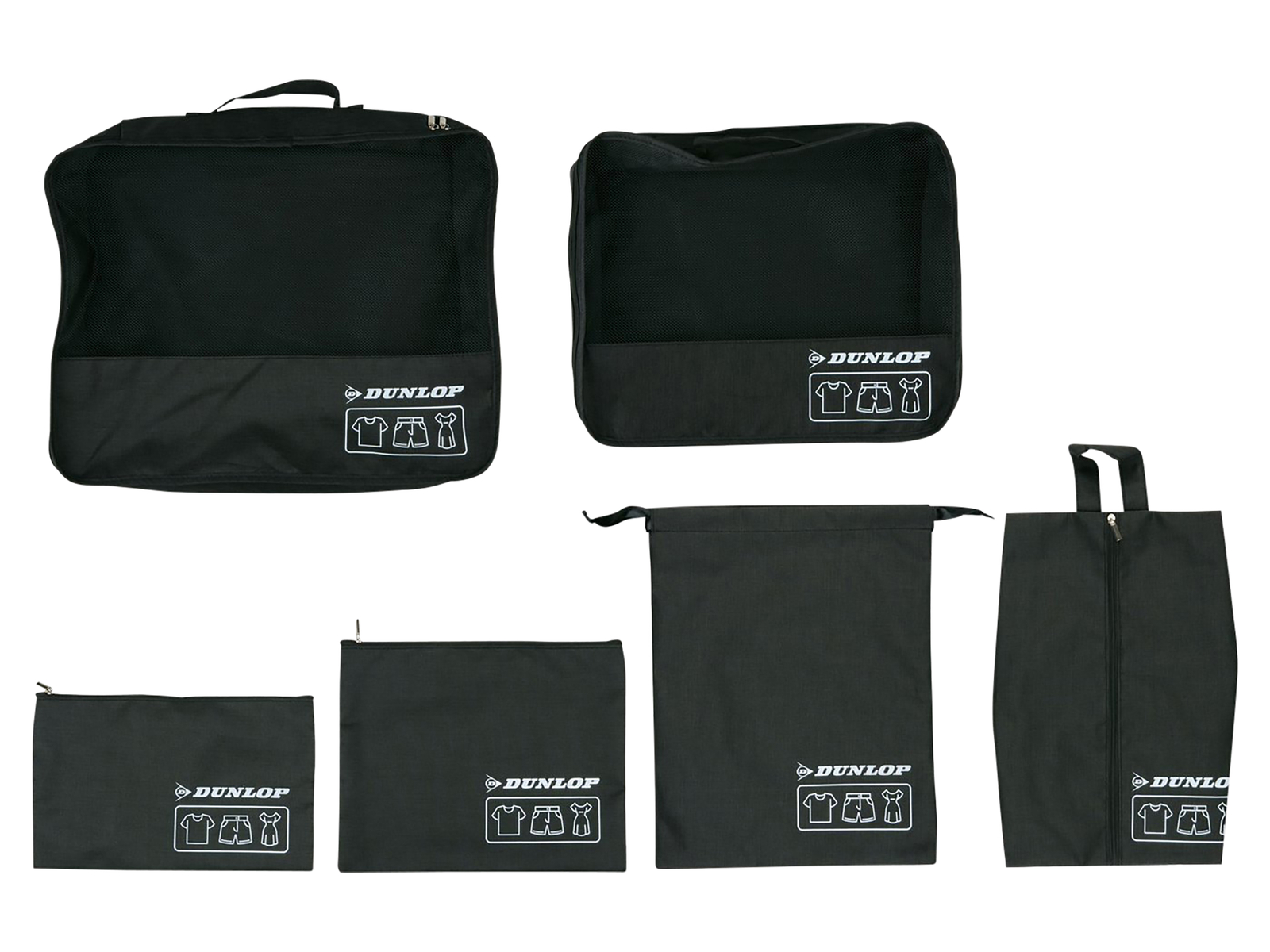 DUNLOP Reiseorganizer-Set, 6-teilig, Schwarz, Grau, Blau