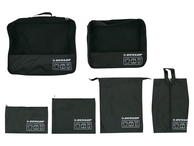DUNLOP Reiseorganizer-Set, 6-teilig, Schwarz, Grau, Blau