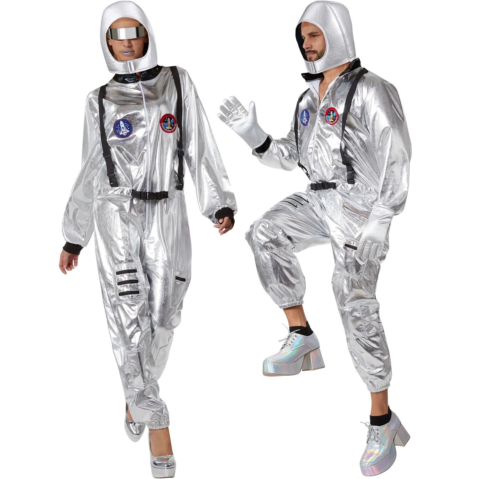 tectake® Unisexkostüm Astronaut mit Helm, Brille und Handschuhen