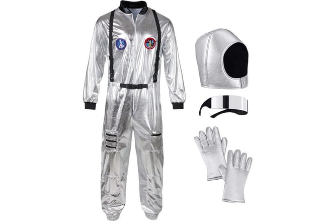 tectake® Unisexkostüm Astronaut mit Helm, Brille und Handschuhen