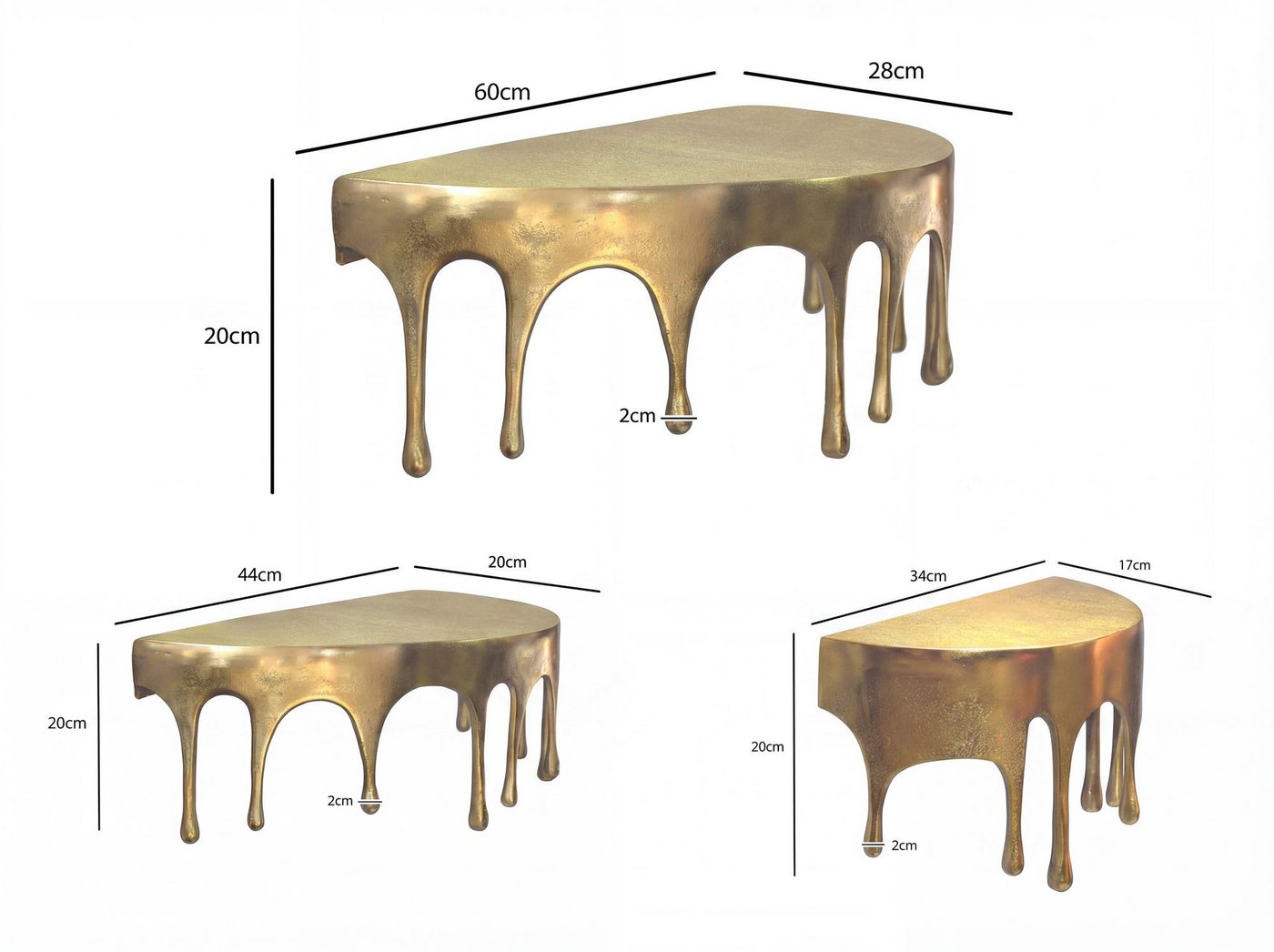 Wandregal 3er Set Aluminium Gold Tropfen Optik Hängeregal Schweberegal Wandboard Bild 4