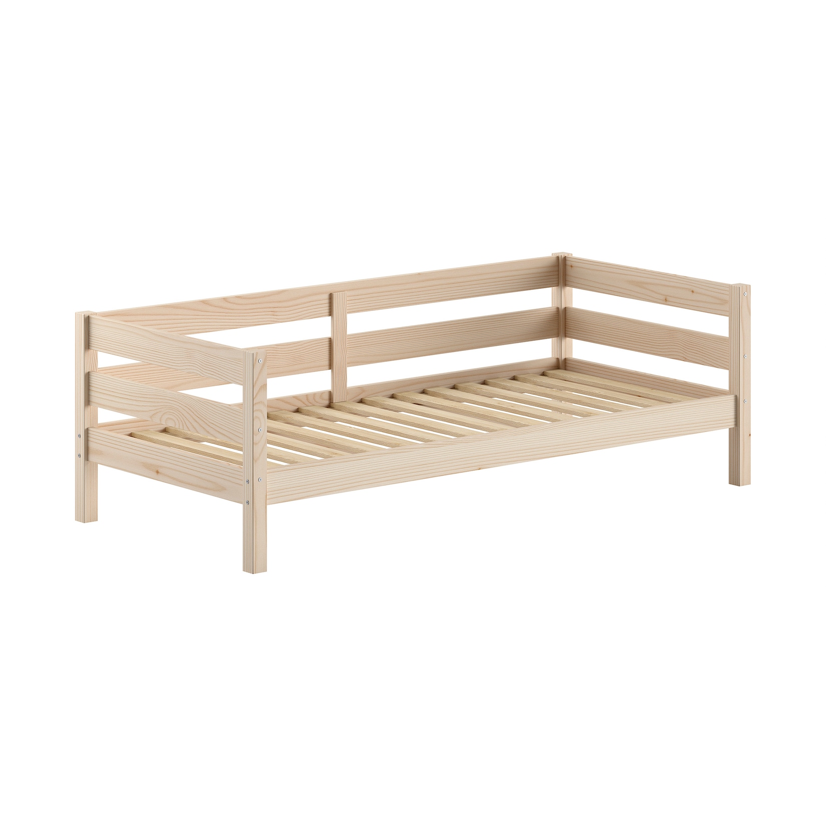 Funktions-Kojen Bett mit Umrandung und Rolllattenrost, Liegefläche 90 x 200, Ausf. Milky White lackiert