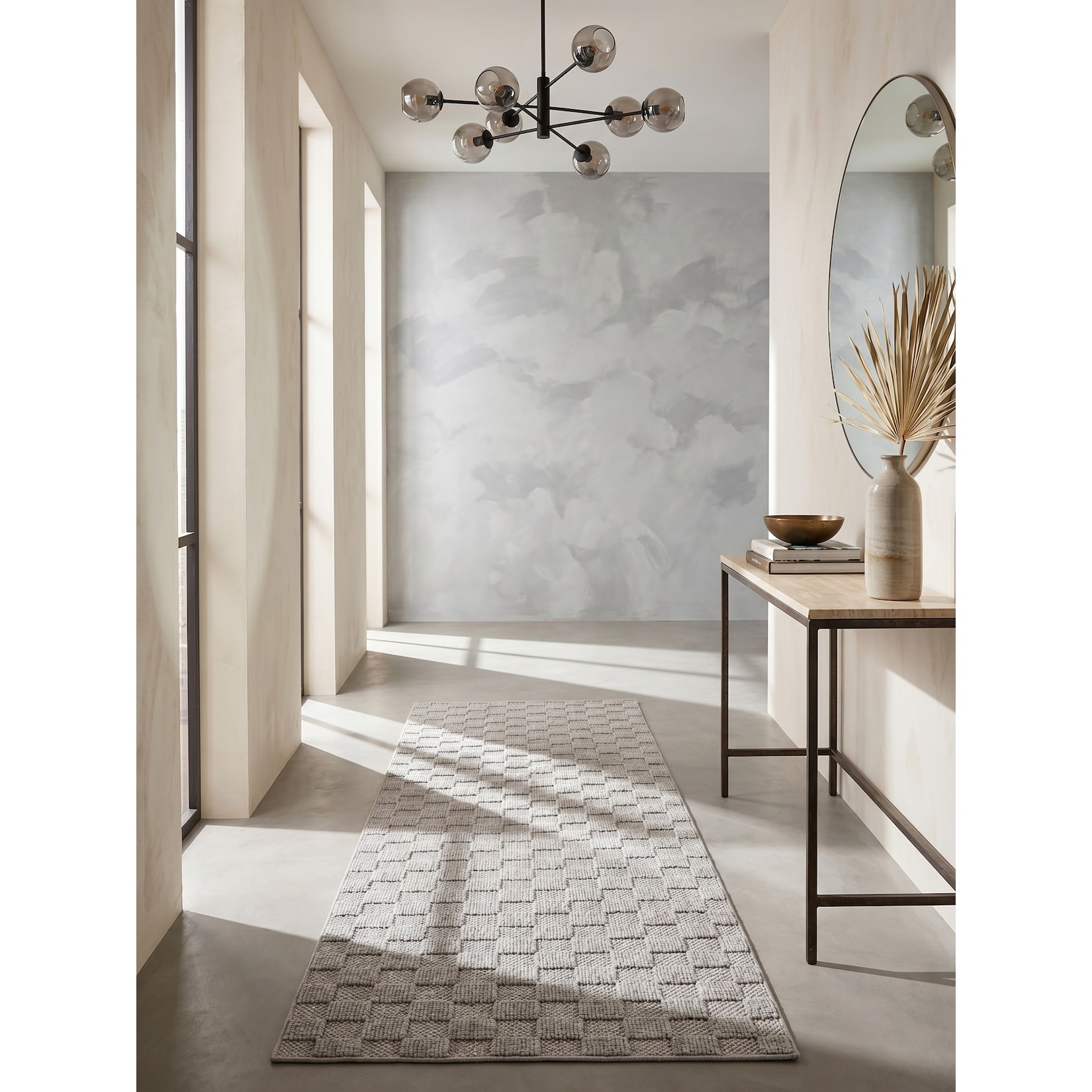 Flachgewebe-Teppich Schachbrett Silber 80x250 cm Schachbrett